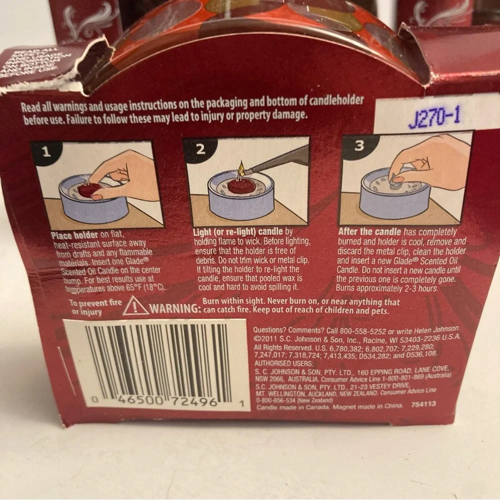 Glade Scented Oil Candle Holder & 3 Refills Apple Cinnamon Discontinued